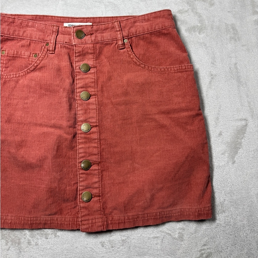 Billabong Dusty Rose Pink Retro Button Front Corduroy Mini Skirt Size 27 - Picture 3 of 16